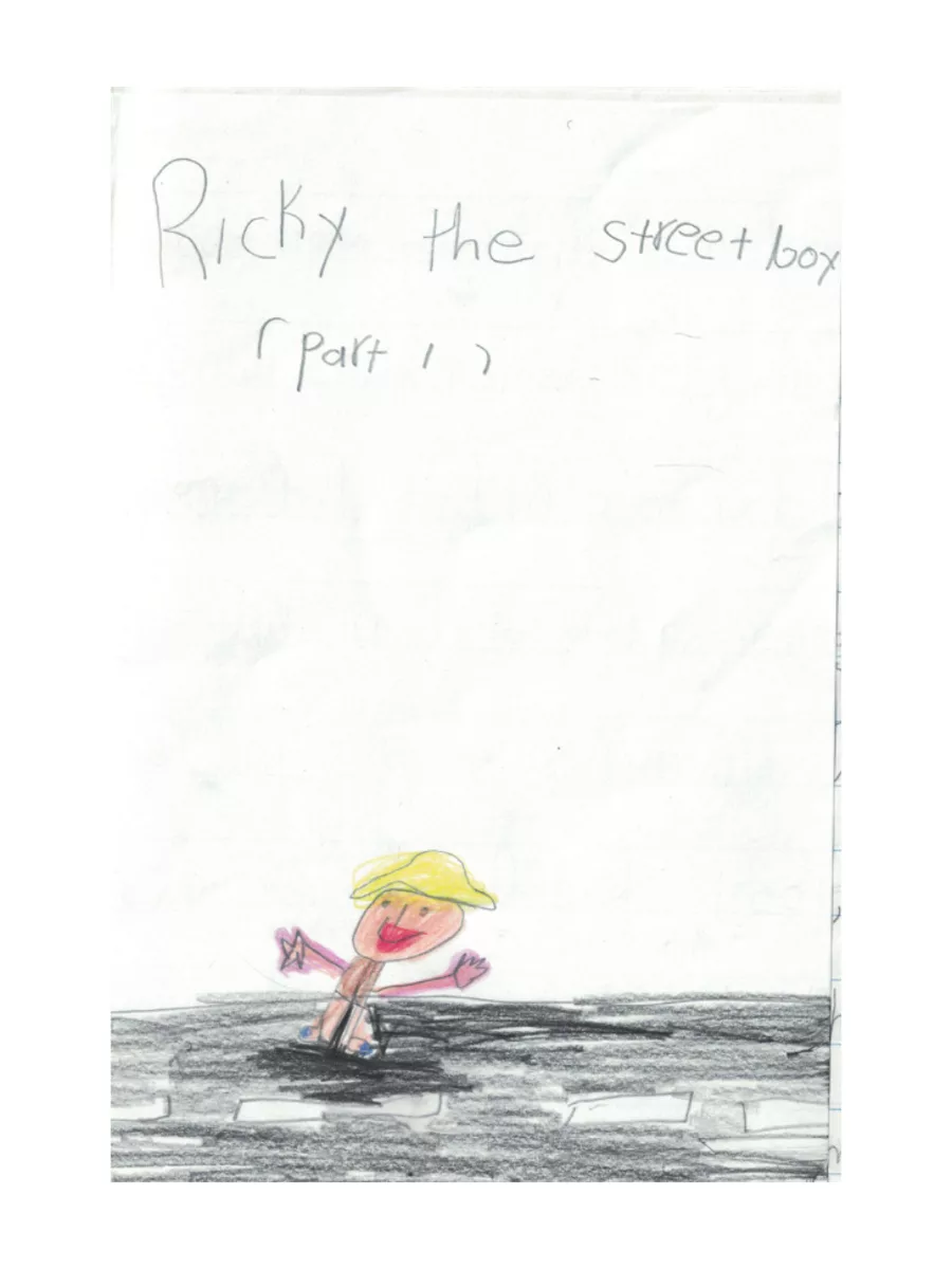 Hand-drawn cover of the story Ricky the Street Boy